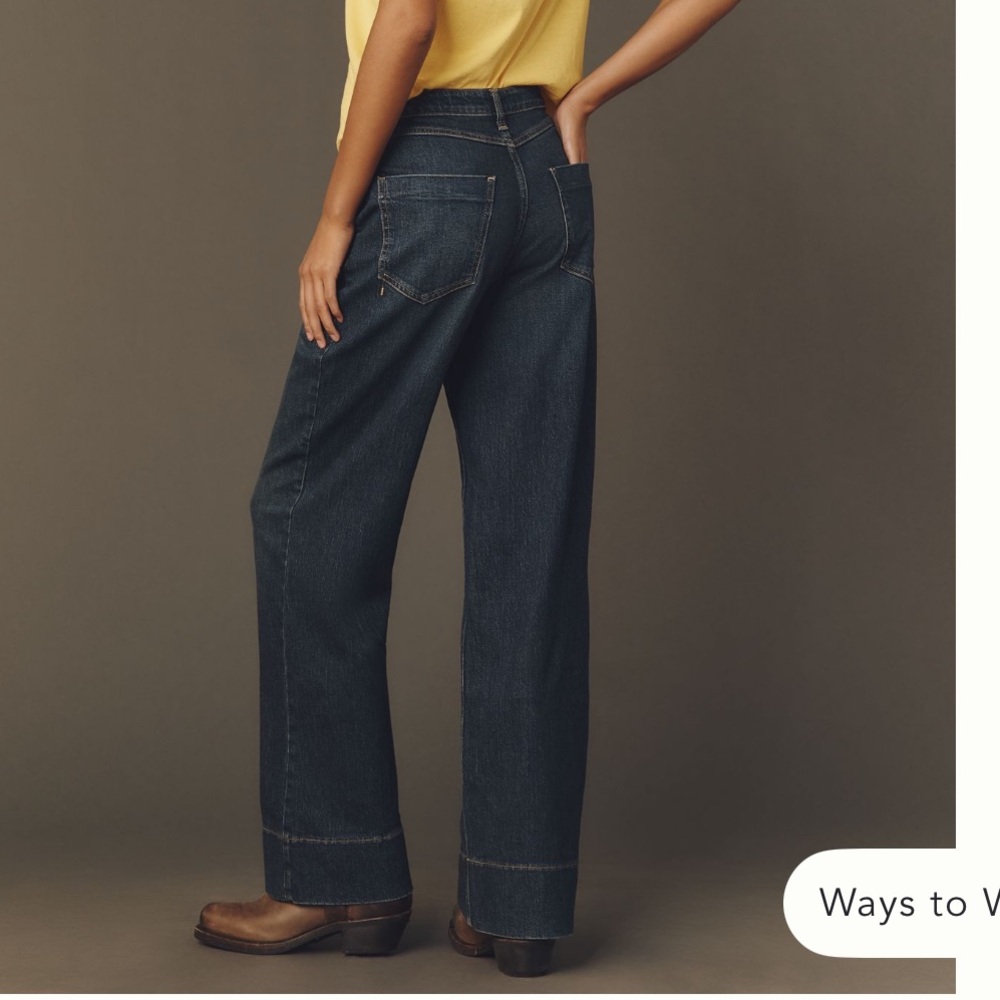 Anthropologie Pilcro Gilligan High rise Blue Jeans NWT size 27 petite large cuff - Picture 3 of 6